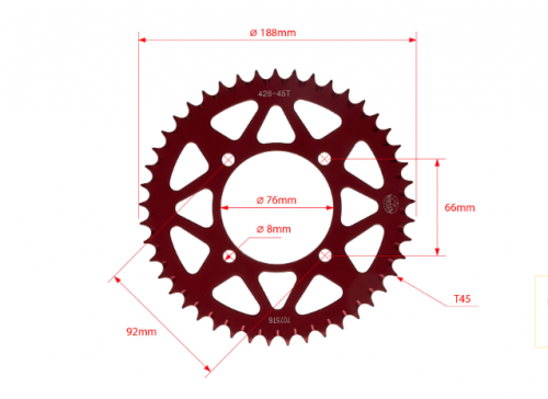 ������ ������� ����������� ������� 428-45T ������� d-76mm, 4 ����� �����. L-92mm