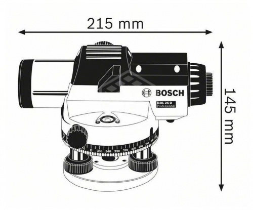 Оптический нивелир Bosch GOL 26 D +штатив BT 160 + рейка GR 500 фото 4