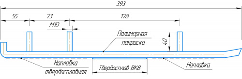 Коньки для снегоходов STELS (комплект 2шт, напайка 16 см)