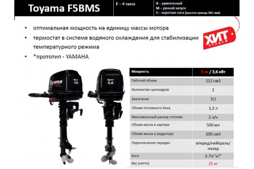 Лодочный мотор Toyama F5BMS F5BMS фото 5