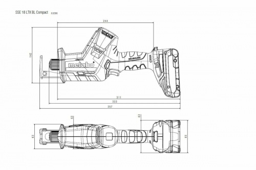 Аккумуляторная ножовка Metabo SSE 18 LTX BL Compact (без АКБ и ЗУ) 602366850 фото 4