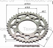 ������ ������ ������� KAYO CRF 125, 140 (420-41) d-75mm, 4 ����� �8 �����. L-90mm