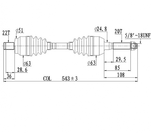 Привод передний для Polaris ATV-PO-848 фото 2 Привод передний для Polaris ATV-PO-848 фото 2