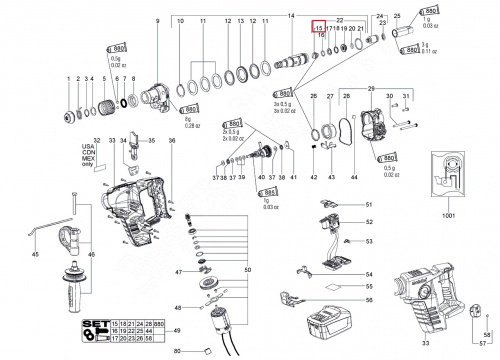 Обжимка для перфоратора METABO BHE 20, BHA 36 LTX, BHA 18 LTX